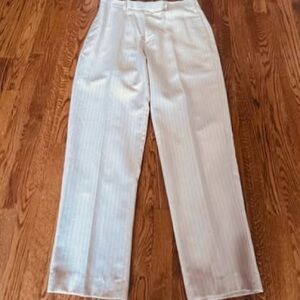Perry Ellis Beige Striped Linen Blend Dress Pants NWOT 34x32